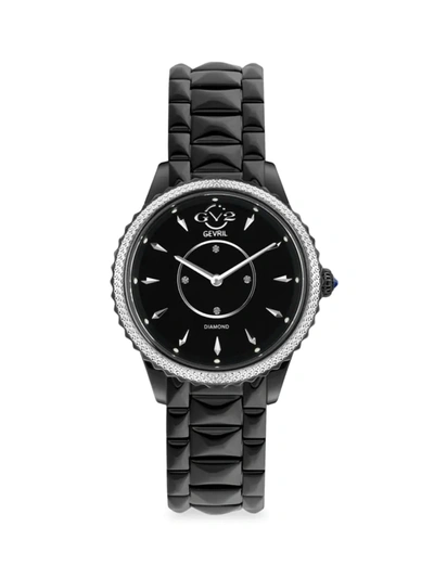 Gv2 Women's Siena Black Stainless Steel & Diamond Bracelet Watch