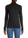 Vince Women's Turtleneck Pima Cotton-blend Top In Black