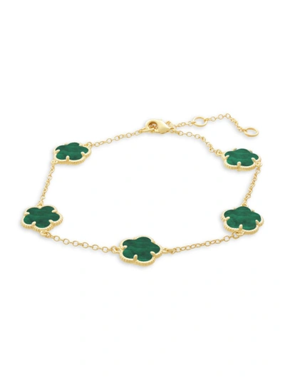 Jan-kou Women's Clover 14k Goldplated & Synthetic Emerald Bracelet