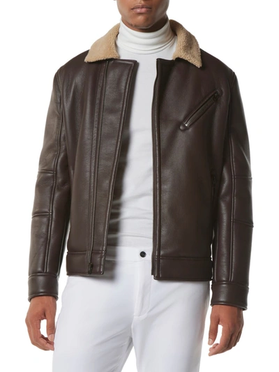 Marc New York Men's Maxton Asymmetrical Moto Jacket With Faux-shearling Collar In Espresso