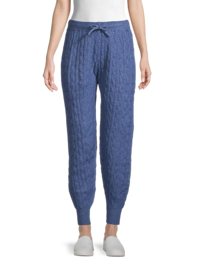 Design 365 Women's Heathered Cable-knit Joggers In Smokey Blue