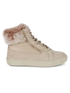 Cougar Danica Sneaker Boot With Genuine Rabbit Fur Trim In Mushroom