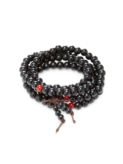 Jean Claude Men's Red Jade Buddha Beaded Bracelet In Black