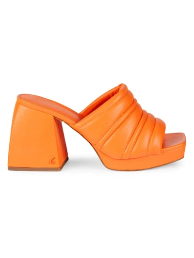 Circus By Sam Edelman Women's Marlie Quilted Faux Leather Slides In Orange