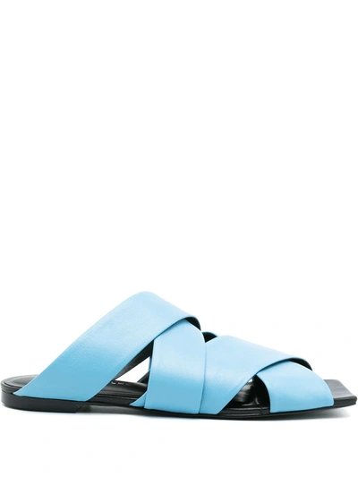 Gloria Coelho Crossover-strap Leather Sandals In Blau