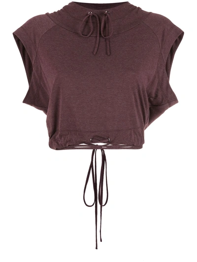 Gloria Coelho Drawstring Cropped Hooded Blouse In Braun