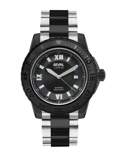 Gevril Men's Sea Cloud Open Heart 43mm Two Tone Stainless Steel Bracelet Watch In Black
