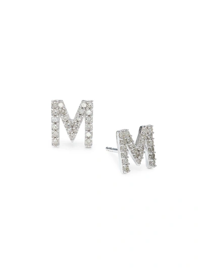 Effy Eny Women's Sterling Silver & 0.19 Tcw Diamond M-initial Stud Earrings