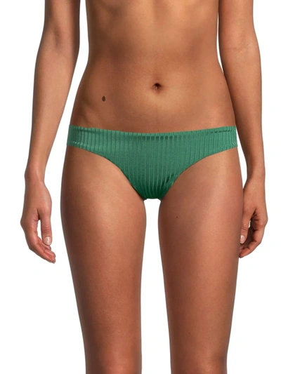 Pilyq Women's Ruched Low-cut Bikini Bottom In Emerald