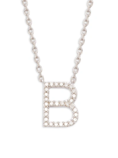 Effy Eny Women's Sterling Silver & Diamond B Initial Pendant Necklace