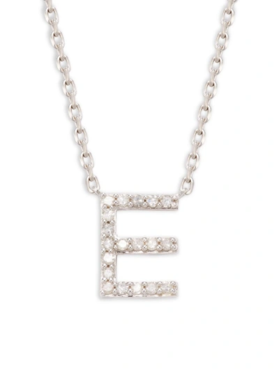 Effy Eny Women's Sterling Silver & 0.14 Tcw Diamond E Initial Pendant Necklace