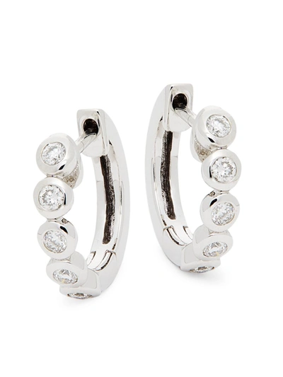 Nephora Women's 14k White Gold & 0.15 Tcw Diamond Hoop Huggies Earrings