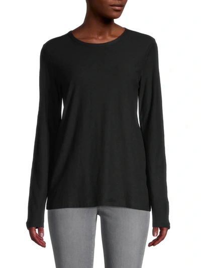 Saks Fifth Avenue Women's Crewneck Long Sleeve Tee In Black