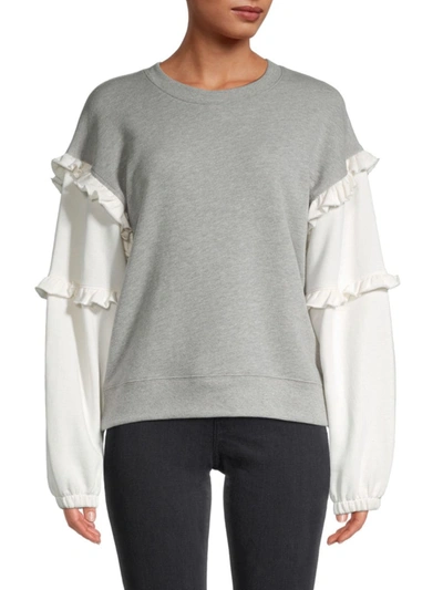 Rebecca Minkoff Women's Evelyn Cotton Sweatshirt In Heather Grey/white