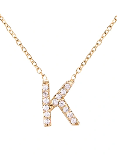 Gabi Rielle Women's Love Is Love 14k Gold Vermeil & Cubic Zirconia K Initial Necklace In Letter K