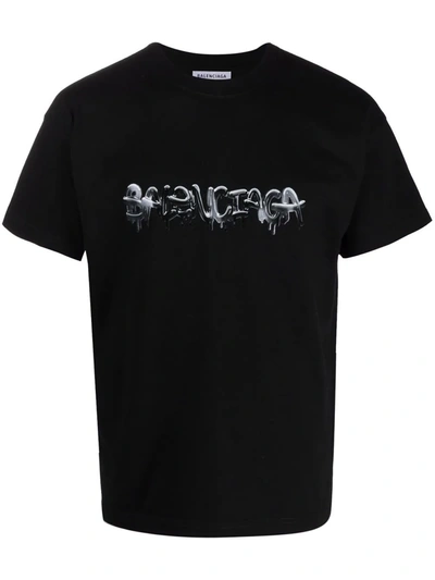 Balenciaga Slime Logo-print Cotton-jersey T-shirt In Black