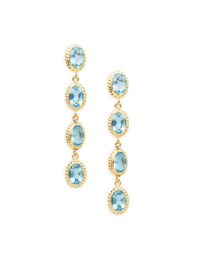 Saks Fifth Avenue Women's 14k Gold & Blue Topaz Oval Drop Earrings