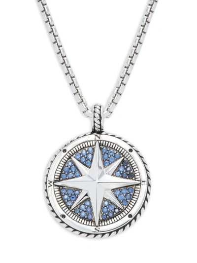 Effy Men's Sterling Silver & Sapphire Compass Pendant Necklace