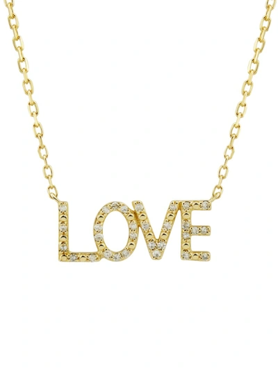 Saks Fifth Avenue Women's 14k Yellow Gold & Diamond "love" Statement Necklace
