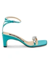 Sergio Rossi Women's Crystal-embellished Patent Leather Sandals In Blue