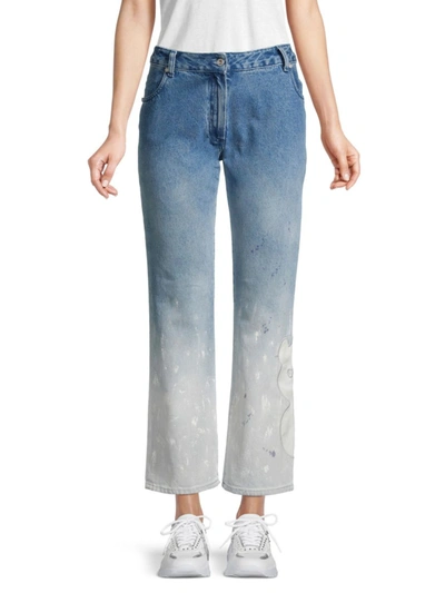 Off-white Faded Mid-rise Kick-flare Jeans In Bleach