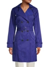 Cole Haan Women's Double Breasted Hood Trench Coat In Cobalt