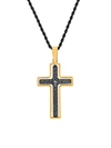 ANTHONY JACOBS MEN'S TWO-TONE STAINLESS STEEL CROSS PENDANT NECKLACE