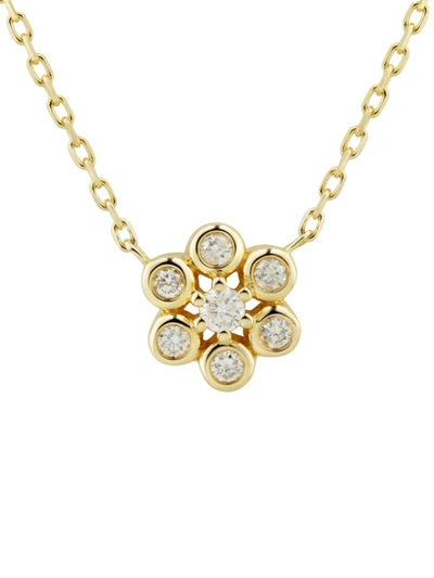 Saks Fifth Avenue Women's 14k Yellow Gold & Diamond Flower Pendant Necklace