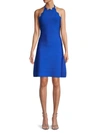 Herve Leger Scalloped Bandage Halterneck Mini Dress In Bright Blue