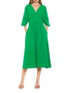 Alexia Admor August Draped Midi Fit & Flare Dress In Green