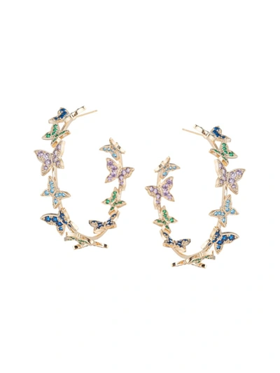 Eye Candy La Women's The Luxe Collection Amelia Cubic Zirconia Butterfly Hoop Earrings In Brass