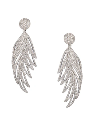 Eye Candy La Women's The Luxe Collection Olivia Cubic Zirconia Feathers Dangle Earrings In Brass