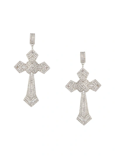 Eye Candy La Women's The Luxe Collection Cubic Zirconia Double Cross Drop Earrings In Brass