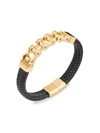 Eye Candy La Men's Luxe Luca Bicycle Chain Titanium & Leather Bracelet In Neutral