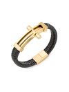 Eye Candy La Men's Luxe Leather & Titanium Double Cross Cuff Bracelet In Neutral
