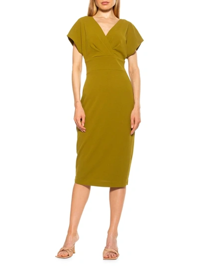 Alexia Admor Naomi Drape Surplice Neck Sheath Dress In Chartreuse