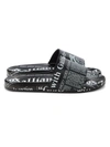 John Galliano Men's Newspaper-print Leather Slides In Black Gazette