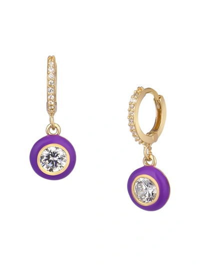 Gabi Rielle Women's Grand Entrance 14k Gold Vermeil, Imitation Diamond & Purple French Enamel Drop Earrings