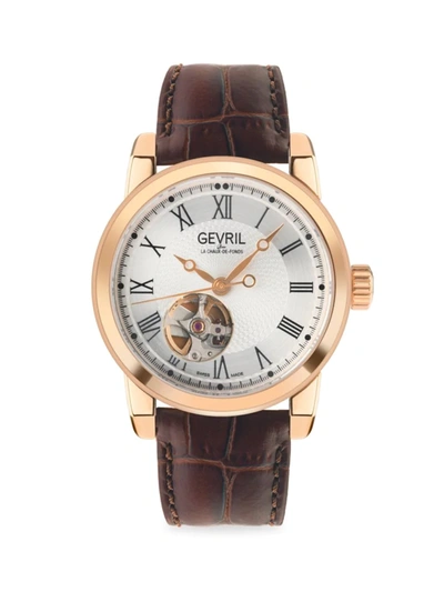 Gevril Men's Madison Swiss Automatic Stainless Steel & Leather Strap Watch In Sapphire