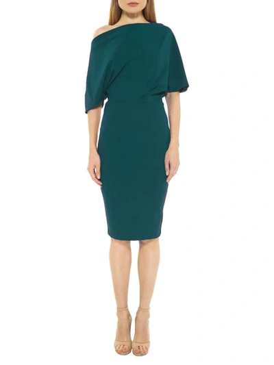 Alexia Admor Women's Olivia Draped One-shoulder Sheath Dress In Teal