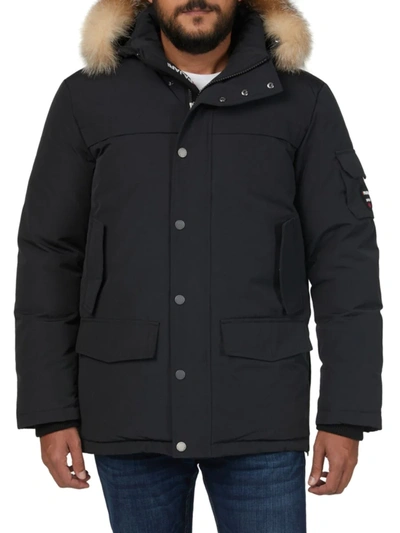 Pajar Men's Duck Down-fill Crystal Fox Fur-trim Parka In Black