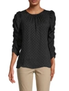 Max Studio Women's Jacquard Shine Polka Dot Blouse In Black