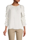 Max Studio Women's Jacquard Shine Polka Dot Blouse In Champagne