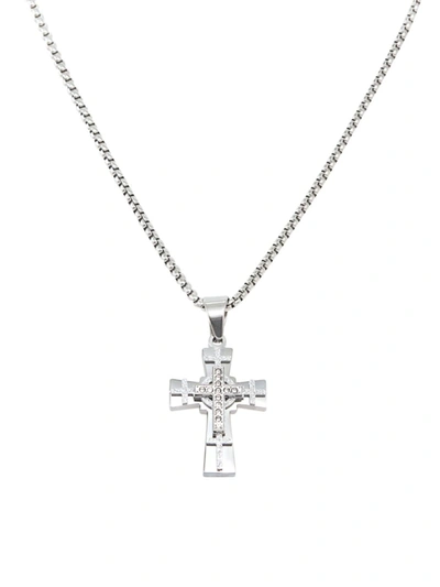 Jean Claude Men's Dell Arte Stainless Steel & Cubic Zirconia Cross Station Necklace In Neutral