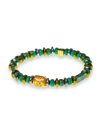 Jean Claude Men's Dell Arte 24kgoldplated Sterling Silver, Turquoise & Hematite Beaded Bracelet