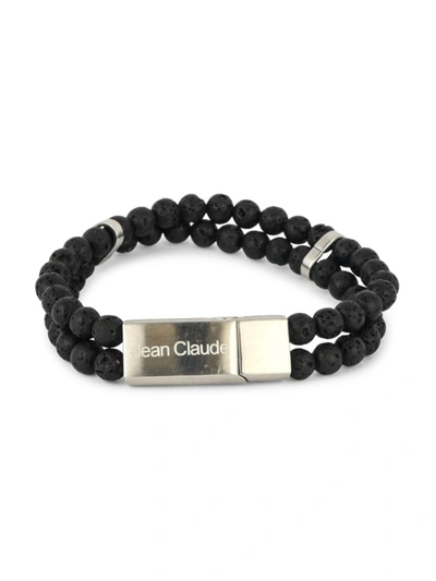 Jean Claude Men's Dell Arte Stainless Steel & Lava Stone Bracelet In Black