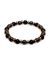 JEAN CLAUDE MEN'S DELL ARTE BY JEAN CLAUDE JEWELRY ROSE GOLDTONE HEMATITE & ONYX BEADED BRACELET