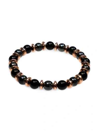 Jean Claude Men's Dell Arte By  Jewelry Rose Goldtone Hematite & Onyx Beaded Bracelet