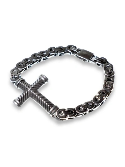 Jean Claude Men's Dell Arte Stainless Steel Link Cross Bracelet In Neutral
