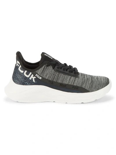 French Connection Men's Logo Knit Running Shoes In Black
